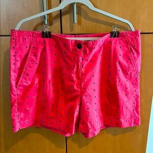Nautica Pink/Reddish Bermuda Shorts with Navy Blue Print Flower Motif.